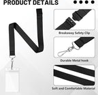 12-Pack Black Breakaway Lanyards with Waterproof Badge Holders, Polyester Neck Straps for ID Cards, Events, Office, and Schools