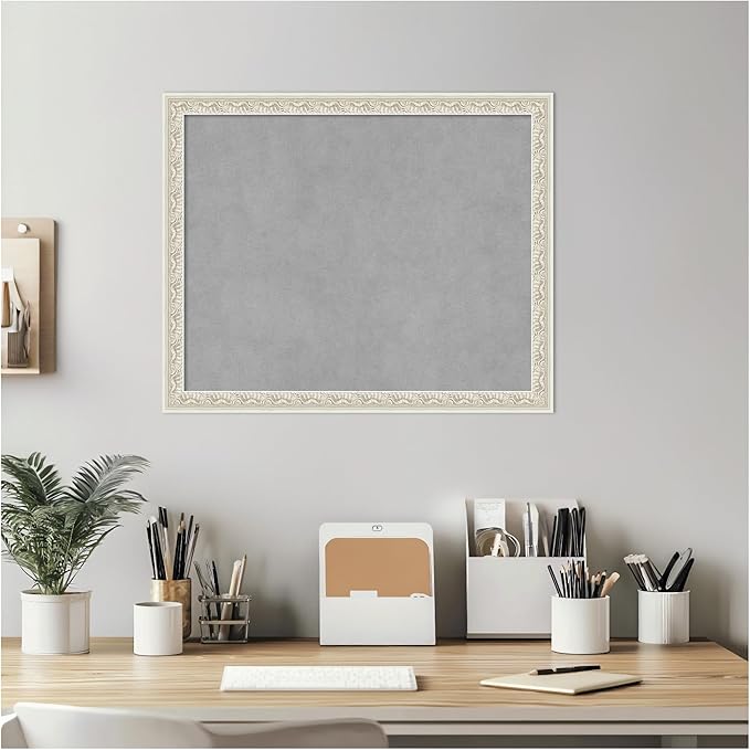Amanti Art Silver Framed Magnetic Board 18x22 Small Vision Board for use with Magnets, 100% Metal Sheet to Display Items as Office Decor or for Home Organization in mudroom, Kitchen or Kids Room