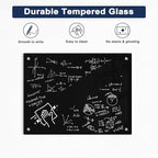 Black Dry Erase Board, 24" x 18" Magnetic Glass Whiteboard for Wall, Black Glass White Board with 1 Marker Tray and 3 Magnets for Office, Home, Classroom