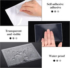 100 Pack Self-Adhesive 3" x 5" Index Card Pockets with Top Open for Loading, Clear Plastic Index Card Lables Holder for Organizing Storage Bins and Protecting Cards Photos Labels