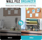 SUPEASY Wall File Organizer Mesh Office Mail Holder, Hanging Wall Organizer Magazine Rack for Office Black, 4 Tier