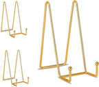 Decolore 8 inch 3 Pack Gold Plate Stands Table Top Easels Plate Holder Display Stands for Picture, Decorative Plate, Book, Photo Easel, Artistic Work