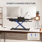 FLEXISPOT 40" Electric Standing Desk Converter, Height Adjustable Riser, Sit to Stand Monitor and Laptop Workstation with Wide Keyboard Tray, Black