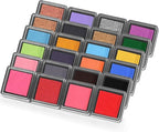 CraftyManor Mini 24 Color Pigment Ink Pads Set for Stamps, Fingerprint Ink Pad, Stamp Pad for Scrapbook Paper & Stamps for Classroom & Clothing Stamp & Letter Stamps, Archival