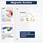 Magnetic Glass Whiteboard, 8' x 4' Glass Dry Erase Board for Wall, 96" x 48" Large Frameless White Board with 1 Marker Tray and 10 Magnets for Office, Home, Classroom - Ultra White