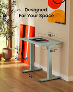 ErGear Height Adjustable Electric Standing Desk, 31.5 x 18.9 Inches Sit Stand up Desk, Memory Computer Home Office Desk with Two-Piece Desktop (Green & Green Frame)