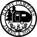 Personalized Happy Camper Metal Sign, Custom Happy Camper Yard Sign, Hanging Camping Sign, Camper Decor, RV Decor, Custom Campground Sign, Personalized Campground Gift