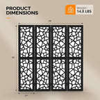 VINGLI 70'' H Room Divider, Non-Woven Fabric Privacy Screen, Indoor Partition Wall Dividers, Freestanding Hinged Space Separator with Modern Unique Pattern (Black, 4 Panel)