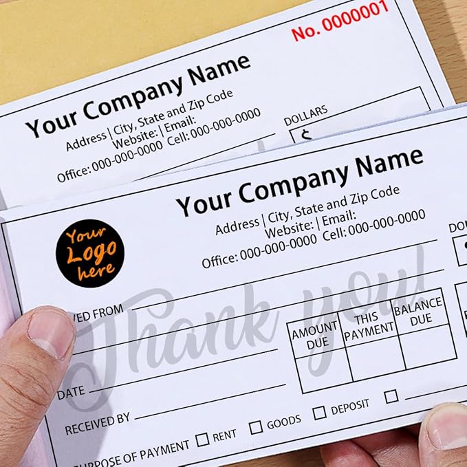 Personalized Invoice Book Custom 2 Part/3 Part Receipt Book Quote Estimate Order Forms Carbonless Form with Your Company Name Logo Address,2-10 Books (Style 2)