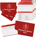 4 Pack Emergency Medical Information Id Card Red Medical Condition and Emergency Contact Id Wallet Card Medical Alert Wallet Card Pocket Size Medication List and Medical Cards for Caretakers (Red)