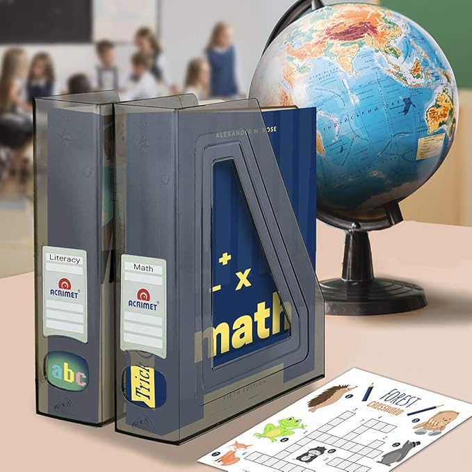 Acrimet Magazine File Holder, Durable Rack, Space-Saving Organizer (Plastic) (Smoke Color) (2 pack)