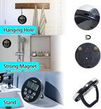 FCXJTU Digital Waterproof Shower Clock Timer, Bathroom Shower Countdown Timer for Kitchen Cooking with Alarm, Magnetic Back, Stand Silver Black