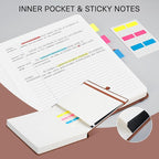 EMSHOI Meeting Notebook for Work with Action Items - 240 Pages A4 Large Project Planner Agenda Organizer Work Notebook for Women Men Office Business, PU Leather Hardcover, 8.5" x 11", Gray Blue