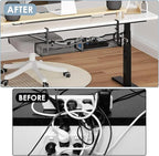 Mzmaxy Cable Management, 25'' Cable Management Under Desk No Drill, Metal Cord Organizer with Clamp for Standing Desk, Cable Organizer for Home Office, Black