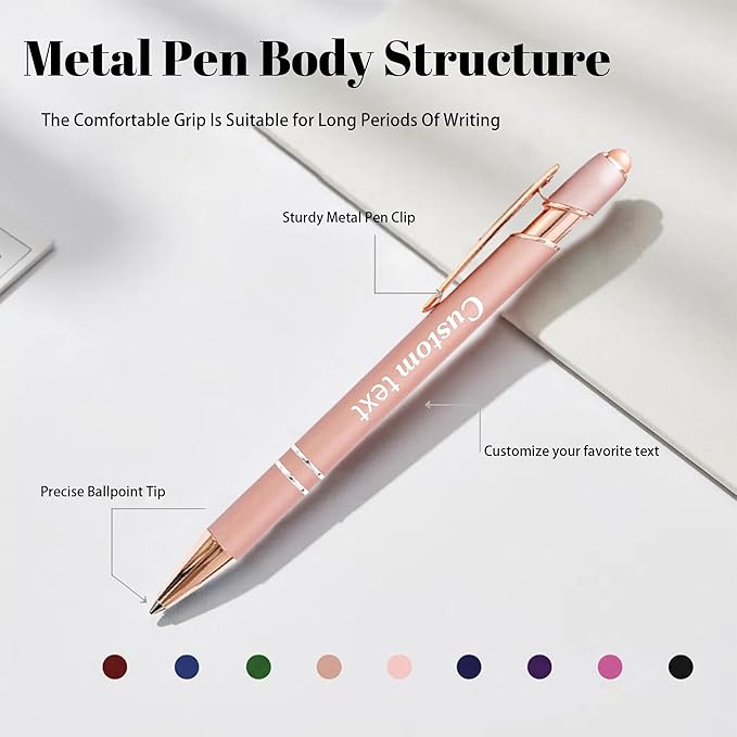 CRME Ballpoint Pen 2-in-1 Stylus Bulk Custom Pens Personalized Engraved Metal Pens with Name Text Logo for Business Writing Marketing Customizable Pen Engraving Pen Gift Coworkers Office Supplies