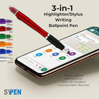 SyPen Personalized Pens with Gel Highlighter and Stylus -200 Pack Bulk-Free Imprint - 3 In Bible Highlighter No Bleed, Ballpoint Pen, and Stylus Combo- add Custom Name, Logo or Gift Message- Assorted