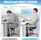 BlissTrends Donut Pillow Seat Cushion, Donut Chair Cushions for Postpartum Pregnancy & Hemorrhoids, Tailbone Pain Relief Cushion, Memory Foam Lifting Cushions for Office & Home Chairs (Blue, X-Large)