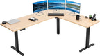 VIVO Electric Corner 75 x 63 inch L-Shaped Standing Desk, Memory Height Adjustment, Real Bamboo Top Black Frame, DESK-E3CTBO-75