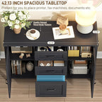 Vabches File Cabinet with 3 Drawers, Farmhouse Lateral File Cabinet Fits Files Letter/A4 Size, Wooden Filing Cabinet with Door and Adjustable Shelves Printer Stand for Home Office, Rustic Black