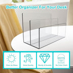 Boloyo Acrylic File Holder,2PC 2 Sections Clear File Organizer Mail Letter Sorter Desktop Folder Holder for Home Office School Envelope Bill Filling Paper Document
