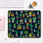 Auhoahsil Mouse Pad, 12 x 10 in Cactus Theme Computer Mouse Pad for Desk, Premium-Textured Non-Slip Rubber Stitched Edges Waterproof Square Mouse Mat for Gaming Work Wireless Mice, Black