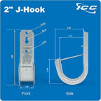 ICC 2-Inch Wall Mount J-Hook – 25-Pack, Cable Support Hooks with Retainer Clips, Galvanized Steel with Zinc Finish – for Structured Cabling and Cable Management