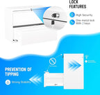 Greenvelly 2 Drawer File Cabinet, Metal Filing Cabinet with Lock, White Lateral File Cabinet for Home Office, Locking File Cabinet for Letter/Legal/F4/A4 Size Hanging Files, Easy Assembly