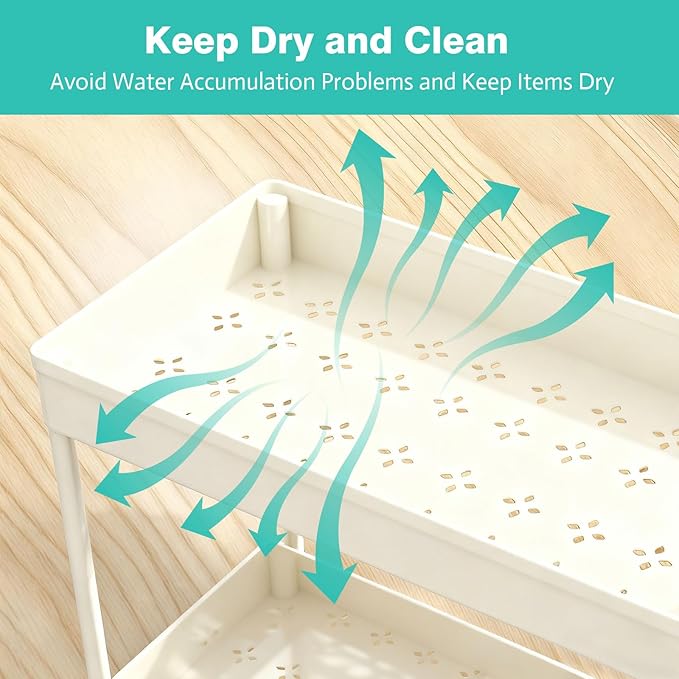 APWNRJA Under Sink Organizers and Storage 2 Pack, Pull-Out Sliding Cabinet Organizer with 2-Tier Storage Shelf & 4 Hooks, Multi-Purpose for Kitchen & Bathroom (13 Inch, White)