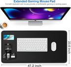 Large Extended Long Mousepad, 47.2x23.6 inch Large Gaming Non-Slip Mouse pad, Water Resist Computer Keyboard Mat Rubber Base Long Desk Pad for Work & Gaming, Office & Home, Black