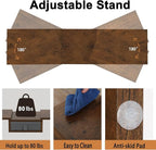 TEAMIX 3 Shelf Monitor Stand Riser With Drawer - Length and Angle Adjustable Dual Riser With Storage Corner Desk Shelf Organizer Large Computer Stand for 2 Monitors/Laptop (Brown, 1 Drawer)