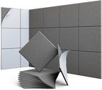 UNECHO 12 Pack 12" X 12" X 0.4" Acoustic Panels for Wall Sound Absorbing, Square Self-Adhesive Sound Panels, High Density Suitable for Multiple Scenarios(MoonLight Gray)