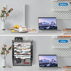 KZWKRG 6 Tier Wall File Organizer Hanging Vertical File Organizer, Wall Mounted Mail Paper Document Folder Holder, Mesh Magazine Rack Mail Document Organizer for Office School Home(Black)