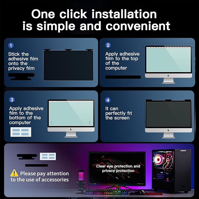 2 Pack Magnetic Hanging Computer Privacy Screen 27 Inch for 16:9 Widescreen Monitor, Removable Privacy Screen Anti Glare Blue Light Computer Screen Privacy Shield, Anti-Scratch 27 in Protector Film