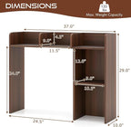 Tangkula Desktop Bookshelf, Countertop Storage Hutch with Shelves for Computer Desk, Desk 3-Tier Display Rack, Multipurpose Wood Desktop Hutch Storage Organizer for Dorm Office (Walnut,5 Shelves)