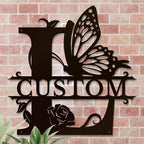 Personalized Custom Letter Name metal Signs,Custom Black Letter Monogram Wall Art Decor,Metal Signs Plaques Outdoor wall Decorative Signage (L)