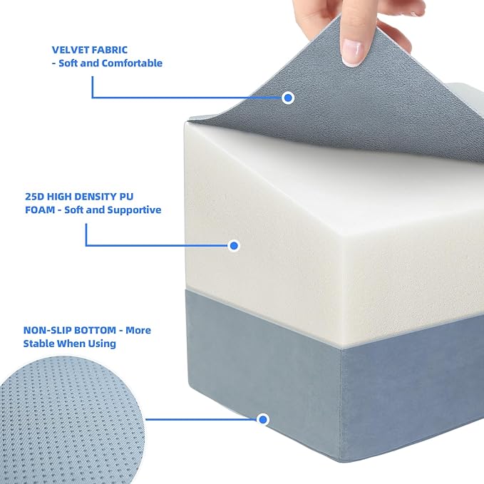 Adjustable Foot Rest for Under Desk - 3-in-1 Ergonomic Foot Stool with Zipper Connection, 6.3"/11.8"/16" Height Adjustable for Office, Home & Gaming (Gray)