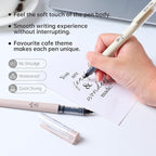 FUNFULL Aesthetic Cute Stick Rollerball Pens, 8pcs Quick Dry Colored Liquid Ink Pens, 0.5mm Fine Point Coffee Gel Pens with Soft Touch Smooth Writing for Journaling Planner School Supplies