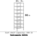 Regal Altair 21" Deep x 24" Wide x 86" Height Wire Shelving Kit | 8-Tier | NSF Commercial Storage Rack Unit