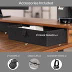 VIVO Electric 2-Tier Corner L-Shaped 63 x 55 inch Standing Desk, Height Adjustable, Memory Controller, Dark Walnut Top Black Frame, Black Drawers, DESK-E3CVD
