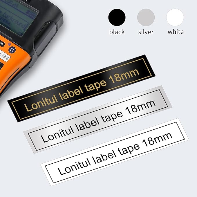 18mm Ptouch Tape Tze-241 344 941 Replacement for Brother Label Maker Tape 18mm 0.7 Laminated White/Black/Silver, TZe 18 mm Compatible with Brother Ptouch PT-D400 PT-D410 PT-D460BT PT-P710BT