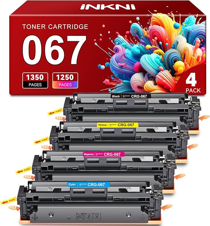 InkNI 067 067H Toner Cartridge Set Replacement for Canon 067 Toner Cartridge Set for Canon ImageCLASS MF656Cdw MF654Cdw LBP632Cdw LBP633Cdw MF653Cdw Printer Ink High Yield (Black Cyan Magenta Yellow)