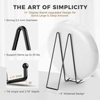 TR-LIFE 16 Inch Black Metal Plate Stand (3 Pack) - Heavy Duty Picture and Display Stand for Large Plates, Frames, Platters and Art