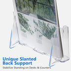 Argvey Acrylic Brochure Holder 8.5 x 11 inches, 2 Pack Clear Brochure Display Stand with Removable Divider for Trifold 4 Inches Wide Pamphlet, Plastic Flyer Holder for Magazine, Literature, Booklet