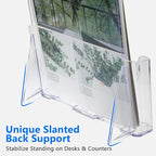 Argvey Acrylic Brochure Holder 8.5 x 11 inches, 4 Pack Clear Brochure Display Stand with Removable Divider for Trifold 4 Inches Wide Pamphlet, Plastic Flyer Holder for Magazine, Literature, Booklet