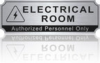 Electrical Room Sign for Business Door，Self-Adhesive Durable Brushed Silver Electric Closet Room Sticker for Home, UV and Weather Resistant Authorized Personnel Only Signs for Business ，Workplace