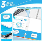 Two Pocket Portfolio Folders, PANDRI 60 Pack 3 Hole Punched 2 Pocket Folders for 3-Ring Binder, Letter Size Paper File Folder for School Office Home Business, Assorted 6 Colors