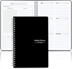 Undated Weekly Planner, Weekly Goals Notebook, A5 To Do List Planner, Habit Tracker Journal with Spiral Binding, 5.7 x 8.0 in, Black
