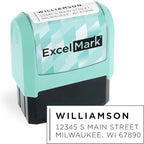 ExcelMark Address Stamp - Custom Return Address Stamp with Elegant Designs, Vibrant Colors & Patterns – Perfect for Mail, Invitations & Gifts (Seafoam Mount, Modern Line)