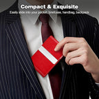 Business Card Holder for Women or Men, Business Card Case with PU Leather and Stainless Steel, Slim Metal Case with Magnetic Closure for Business Meeting Use