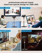 Nycetek Webcam Tripod Stand for Desk: Webcam Stand for Logitech Brio | C920 | C922 | C615 | C930e - Height & Angle Adjustable Desktop Tripod for Light & 1/4" Thread for Live Streaming | Video Calling